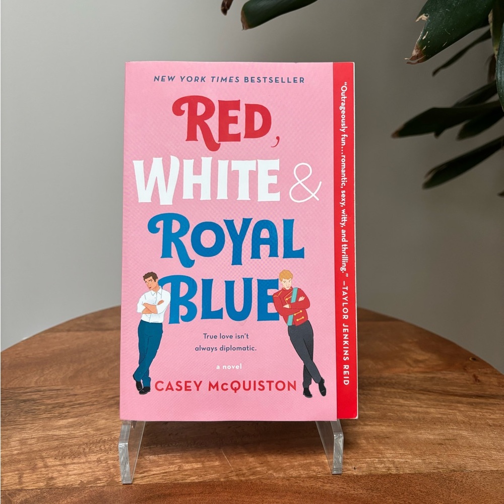 Red, White & Royal Blue by Casey McQuiston - Pink, Blue, White Cover